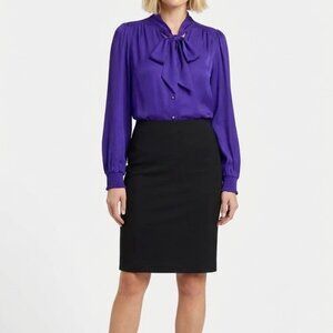 cream Bow Blouse - Size US8, NEW, balloon sleeve pearl buttons feminine scandi